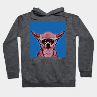 Geek Chihuahua in Warhol Pop Art Lithograph (Blue Background) - Print / Home Decor / Wall Art / Poster / Gift / Birthday / Chihuahua Lover Gift / Animal print Canvas Print Hoodie